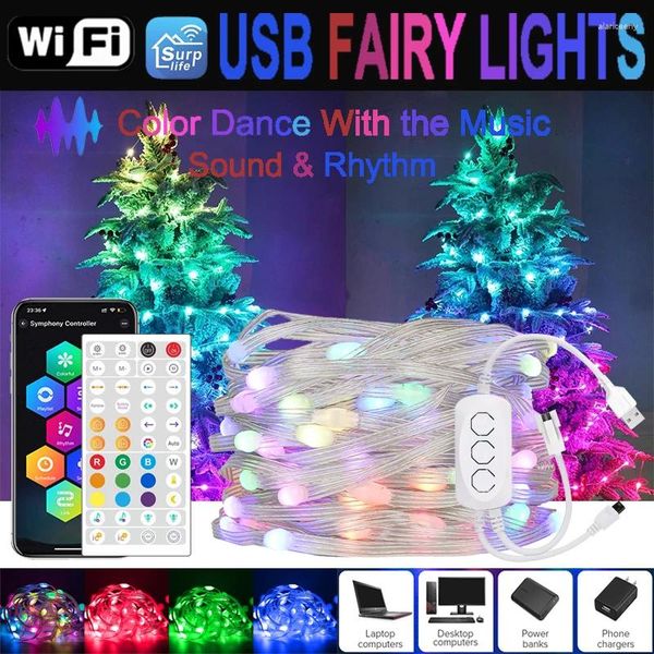 Stringhe Luci di Natale Albero Smart Wifi Led String Ghirlanda Illuminazione USB Fata Decorazione Festone