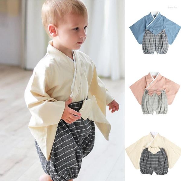 Abbigliamento etnico Kimono giapponese Neonate Ragazzi Pigiami Bambini Stampa floreale Tuta Indumenti da notte Bambini Pagliaccetti carini Yukata Hanbok coreano