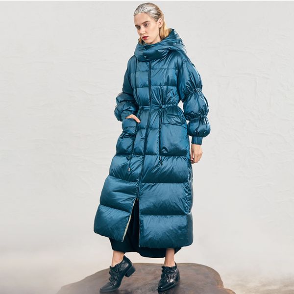 Inverno novas mulheres de pelúcia grosso oversized 90 pato branco para baixo jaqueta solta montagem emagrecimento à prova dwaterproof água lavagem livre casaco