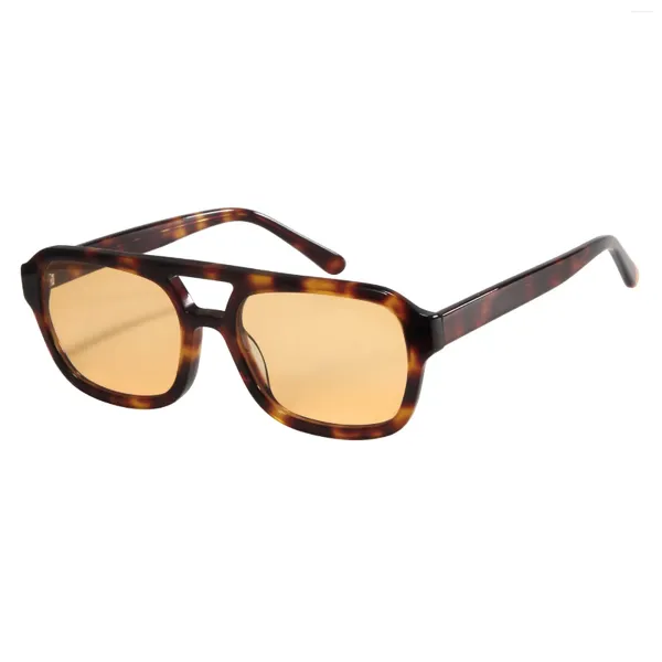 Sonnenbrille für Herren, doppelter Strahl, groß, stilvoll, quadratisch, für Damen, Designer, hochwertige, handgefertigte Acetat-Brille