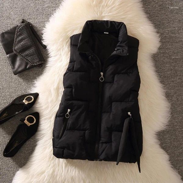 Gilet da donna Moda all'ingrosso Gilet in cotone Gilet Inverno 2024 Beige Sleepveless Streetwear Cappotto Abbigliamento esterno per studenti