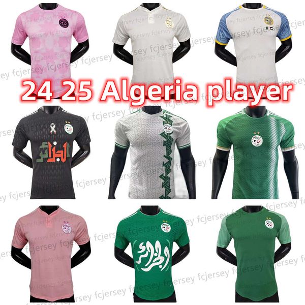 24 25 Argélia Futebol Jersey Jogador DELORT OUNAS BENTALEB MAHREZ BELAILI Futebol Seleção Nacional Home Away Terceira Camisa Maillot de Foot Kits 23 África Preto Verde Rosa