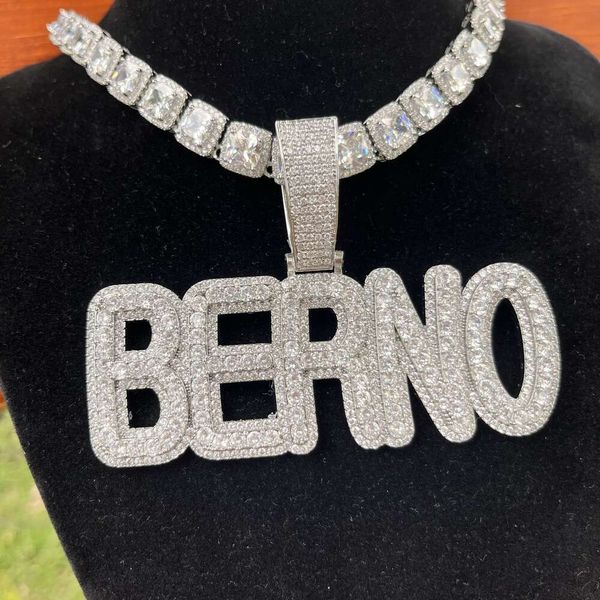 Collana con lettera targhetta personalizzata Hip Hop Collana con perline in oro Ice Out VVS Ciondolo con diamanti Moissanite per uomo e donna personalizzato