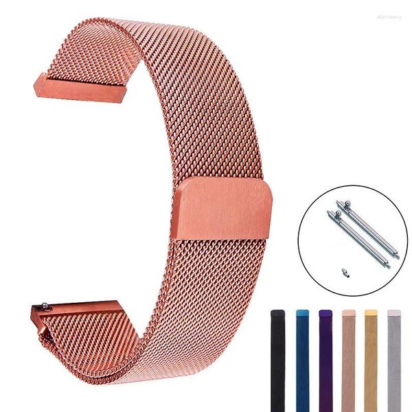 Assista Bandas 14mm 16mm 18mm 20mm 22mm Banda de Aço Inoxidável Rose Gold Milanese Loop Magnético Strap para Samsung S3 Garmin Fenix5 Huami