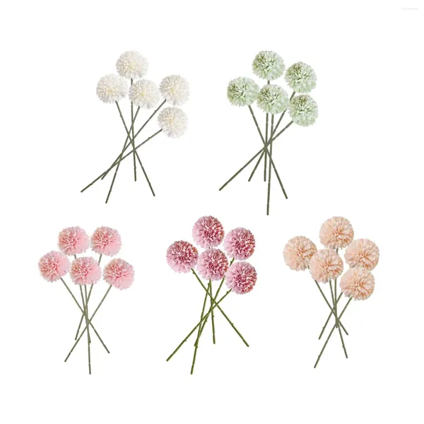 Flores decorativas 5 peças de seda hortênsia buquê de casamento nupcial bola de crisântemo artificial para mesa jardim