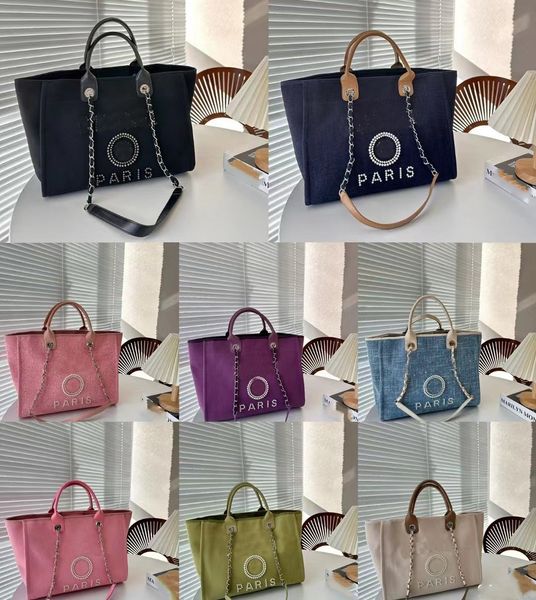 Borsa tote di design Borsa da spiaggia da donna Borse per la spesa con ricamo di perle borse da donna Tote Nuova borsa a tracolla