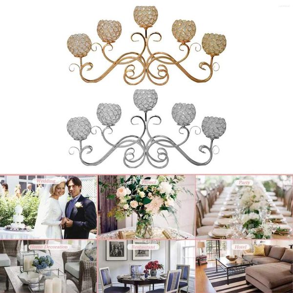 Castiçais de cristal votivo de 5 braços suporte de candelabros de casamento decoração de casa