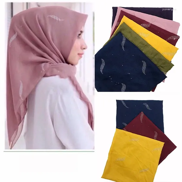 Abbigliamento etnico 1PC Scialli di strass Piazza Tudung Donne Silenziatore Sciarpa solida Foulard musulmano Bandana Hijab islamico