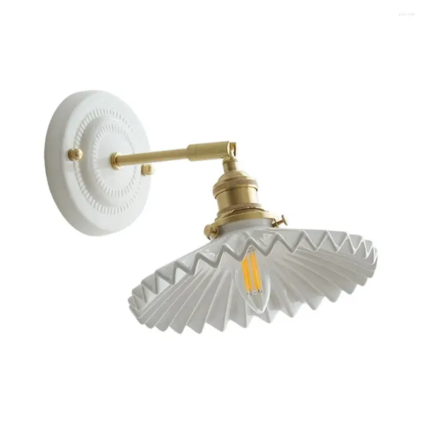 Lampada da parete Moderna in ceramica di rame rotante a LED con applique per l'illuminazione della decorazione della casa sul comodino della camera da letto dello specchio del bagno