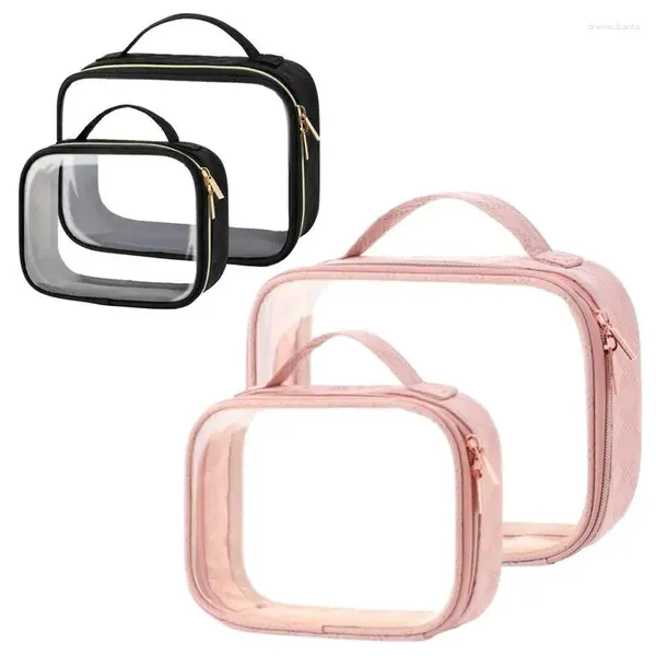 Kosmetiktaschen, transparente Make-up-Reisetasche, Make-up-Aufbewahrung mit Reißverschluss, tragbar, für Damen, transparente Toilettenartikel