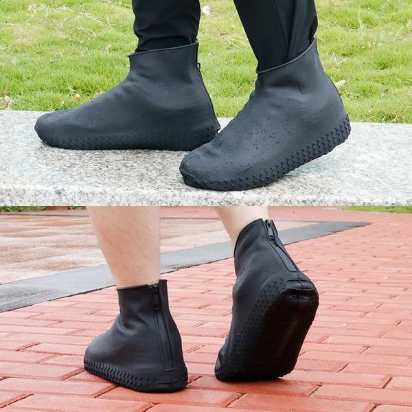 Top Quality Silicone Preto À Prova D 'Água Sapatos de Chuva Casais Ankle Boots Calçado Capa Plus Size Capa 240130