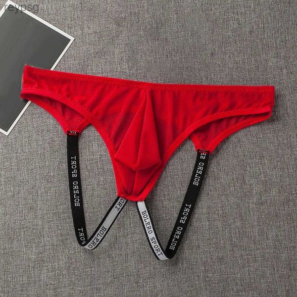 Cuecas masculinas sexy dupla jockstrap respirável conforto moda baixo-rise esportes roupa interior paixão tanga yq240215