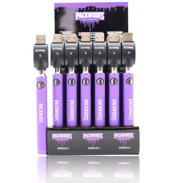 Packwoods Alt Twist Pil 900mAh Ön Isıtma Ayarlanabilir Voltaj VV 510 Arabalar Üst USB Şarj Cihazı 30 PCS ALICI 30CT