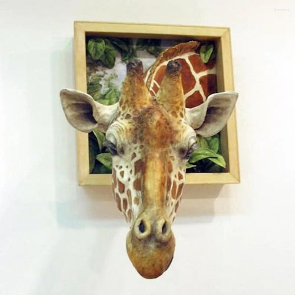 Estatuetas decorativas escultura de girafa, fácil de instalar, 3d, criativo, sem odor, novidade, estátua de animal para casa, amplamente aplicável, suspensão de parede