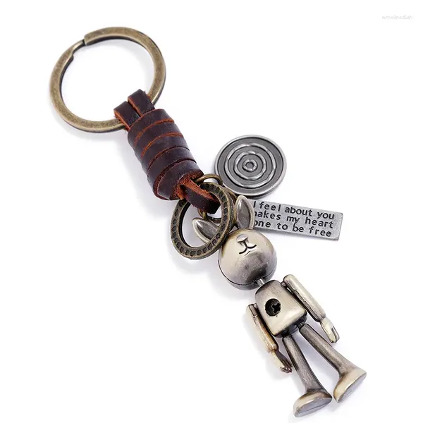 Schlüsselanhänger Vintage-Stil bewegliche Bronzelegierung Roboter Charme Auto für männliche und weibliche Rucksack Schlüsselanhänger Anhänger Schlüsselanhänger