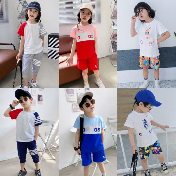 T-shirt set baby palm Estate bambini ragazzi ragazze Stilista vestiti Quarter Cropped pantaloni bambini gioventù bambino Puro cotone set due pezzi t6VR #