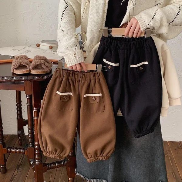 Pantaloni Abbigliamento per bambini Pantaloni caldi per bambini Ragazzi e ragazze Casual Autunno Inverno Addensato Stile coreano Tinta unita