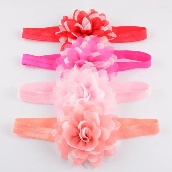 Acessórios para o cabelo DHL 21 Cores 300 pçs/lote 3D Chiffon Multicamadas Flores Headbands Para Crianças Headwear DIY FDA18