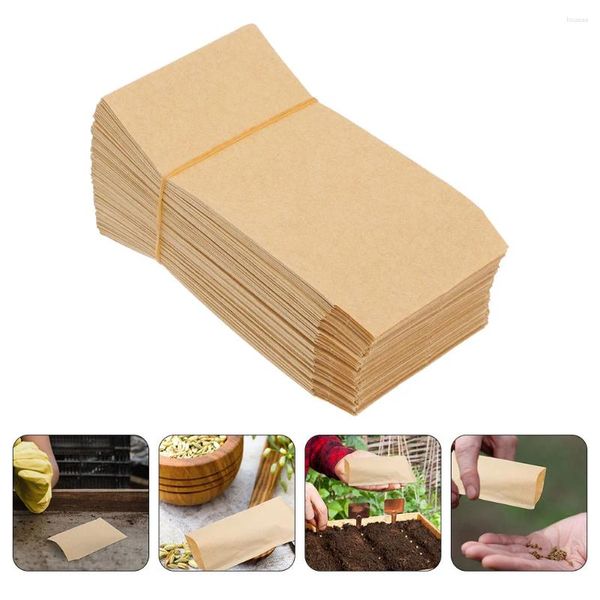 Retire recipientes 100 pçs saco de sementes multifuncional kraft bolsas de papel armazenamento arroz milho sacos vintage embalagens de grãos