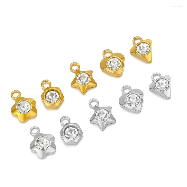 Charms 20 pezzi in acciaio inossidabile fiore cuore pietra di cristallo orecchini pendenti stella perline gioielli fai da te risultati braccialetti all'ingrosso