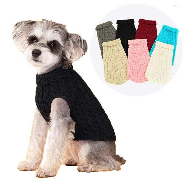 Cão vestuário quente pulôver roupas inverno torção malha suéteres para cães pequenos suprimentos para animais de estimação casual universal elegante