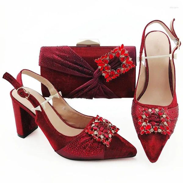 Сандалии, замечательные розовые женские туфли-лодочки с кристаллами, модельные туфли в африканском стиле, комплект с сумочкой, QSL011, каблук 7 см