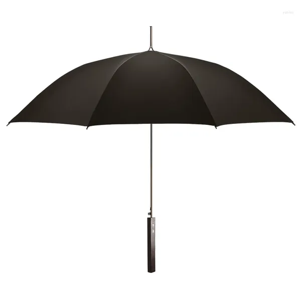 Regenschirme Ebenholz-Regenschirm mit langem Griff, automatischer Retro-Holz-Fortschrittlicher Business-Stil, Auto-Windschutz, verstärkt