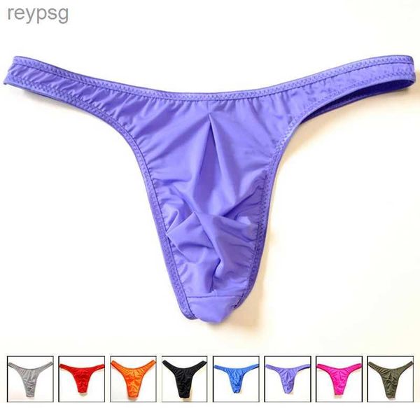 Slip Mutandine hot sissy Uomo Perizoma String Mens Biancheria intima sexy Traslucido Seta ghiaccio Tanga Gay Wear biancheria intima gay sospensorio YQ240215