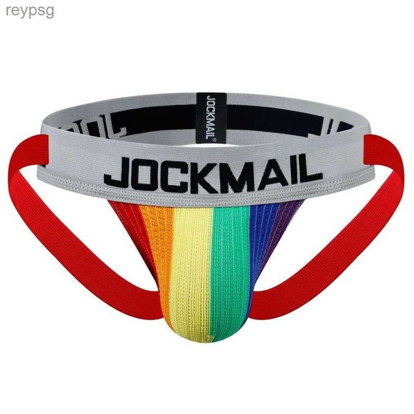 Slip Mutandine JOCKMAIL Nuova vendita calda Gay Jockstraps Vita bassa Intimo uomo Sissy Boxer Thongs Ragazzi G-String Costumi Cosplay YQ240215