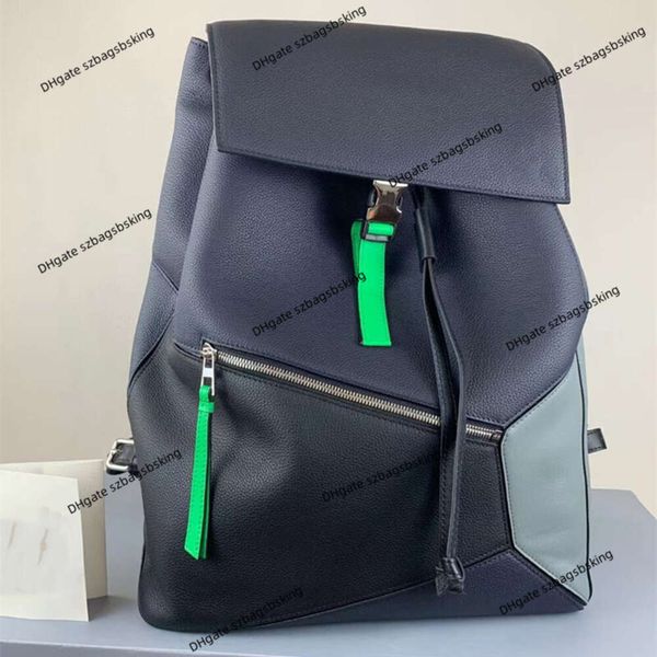 Top 10A bolsa de designer quebra-cabeças mochila de viagem Lowwe masculina e feminina grande mochila de emenda geométrica High-end 1: 1 couro genuíno bezerro lichia padrão bolsa de computador