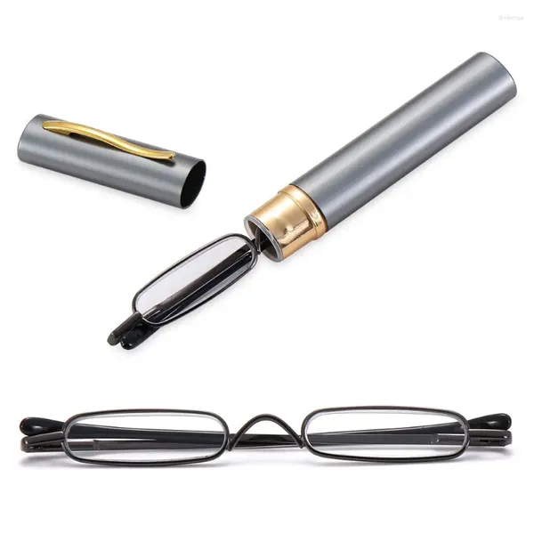 Óculos de sol 1 pc mini pequeno tubo leitor óculos fino caneta leitura primavera óculos com clipe portátil caso para homens mulheres