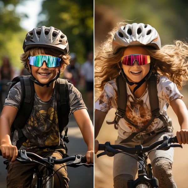 Kapvoe Occhiali da ciclismo per bambini MTB Pesca Sport Occhiali da bicicletta UV400 Occhiali da campeggio per bambini Ragazzi Ragazze Occhiali da bici da esterno 240130