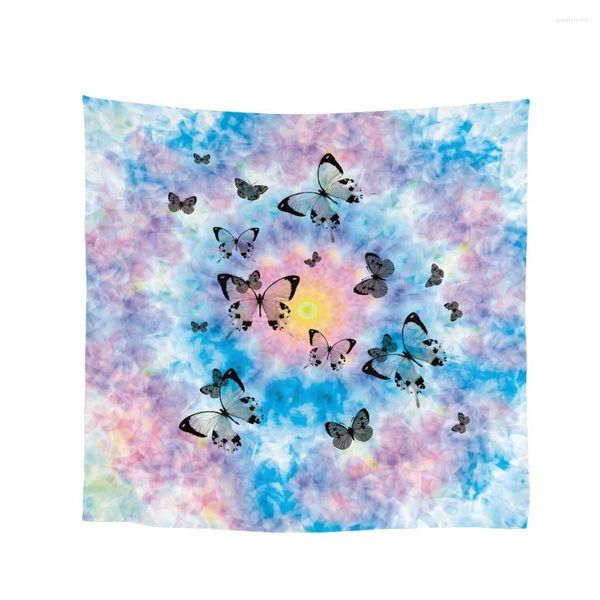 Schals 90 cm Tie-Dye-Muster Drucken Seidenschal Frauen Bandana Square Design Floral Kopftuch Für Damen Mode Schal Echarpe