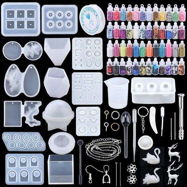 16 estilos de moldes de fundição epóxi conjunto de ferramentas de fundição uv de silicone kits de moldes de fundição de resina para fazer jóias diy brinco descobertas 240202