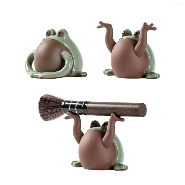 Statua di rana con ciondolo in ceramica per animali domestici di Tea Pets per centrotavola da soggiorno