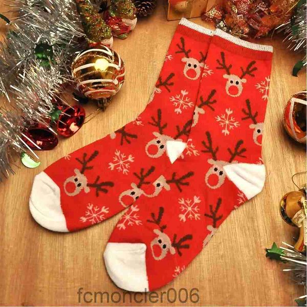 Рождественские носки из хлопка с мультяшным принтом, забавные теплые зимние носки для вечеринки, новогодние длинные мужские и женские милые H1U6
