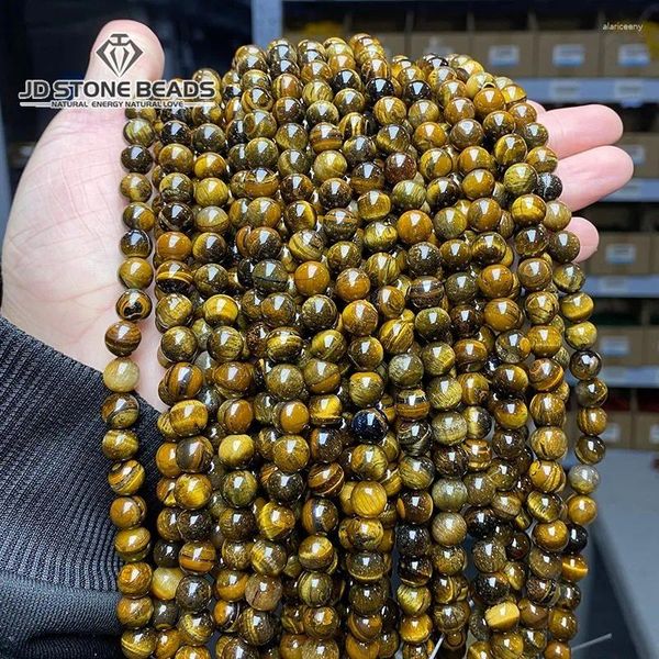 Pedras preciosas soltas 1a natural amarelo tigre olhos contas de pedra espaçador redondo 4 6 8 10 12 14 16mm escolher tamanho para fazer jóias pulseira colar