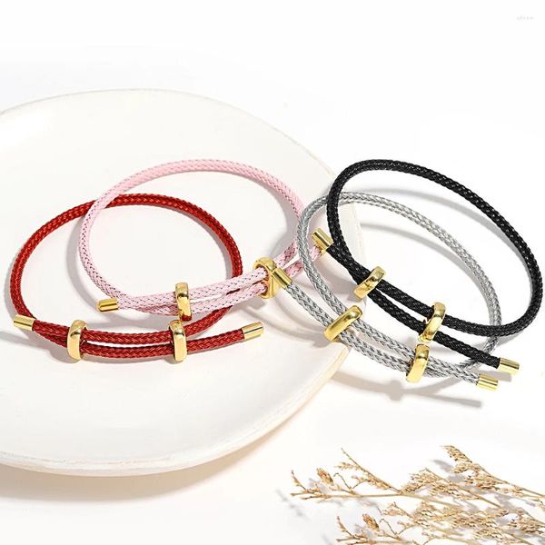 Braccialetti con ciondoli Lifefontier Treccia in acciaio inossidabile di colore solido per le donne Braccialetti regolabili impermeabili Regalo di gioielli alla moda