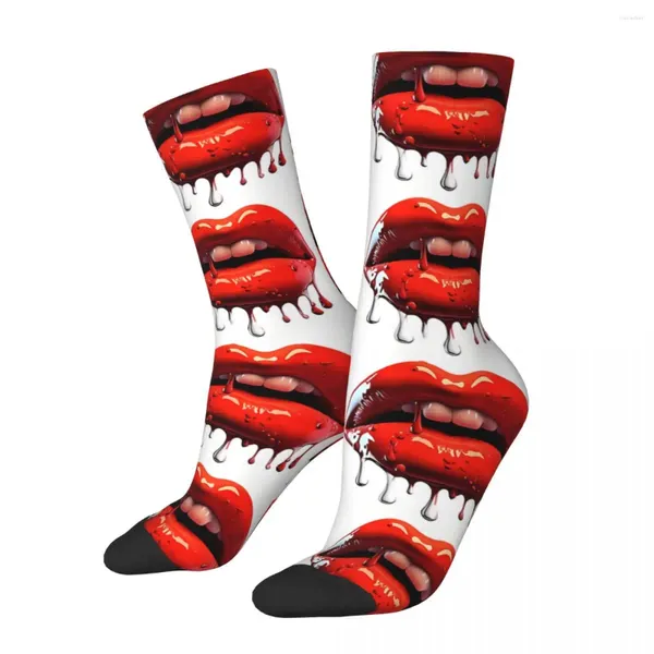Мужские носки красные художественные сексуальные губы мужские мужские женские зимние чулки полиэстер