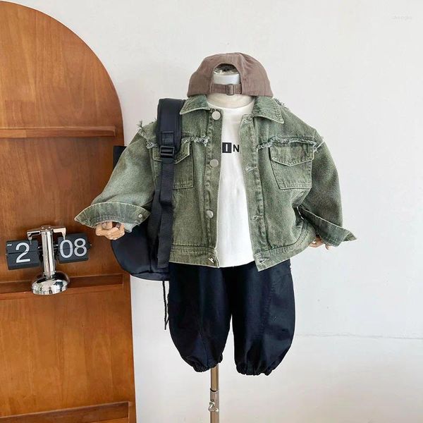 Giacche Moda 2024 Abbigliamento per bambini Cappotto di jeans per bambini Ragazza in stile coreano Abiti primaverili Giacca da ragazzo allentata autunnale