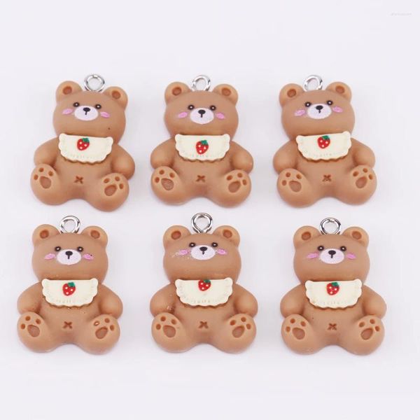 Encantos 10 pçs bonito dos desenhos animados urso kawaii resina pingente para brincos pulseira neklace chaveiro jóias fazendo suprimentos diy descobertas