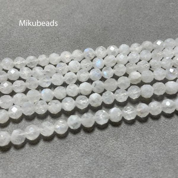 Lose Edelsteine Großhandel natürliche 4,8 mm A Regenbogen Mondstein facettierte runde Perlen für die Herstellung von Schmuck DIY Stein Halskette Strang Mikubeads