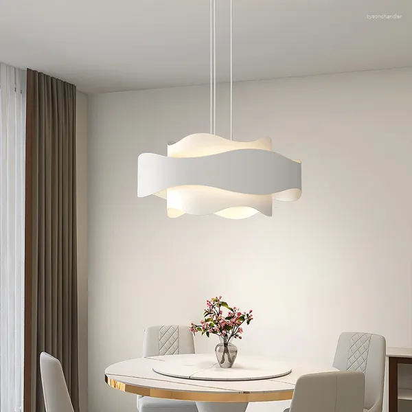 Anhängerlampen weiße LED Leuchten moderne einfache Wohnzimmerstudie Lampe Essbüro Bar Restaurant Home Deco Hanging Light