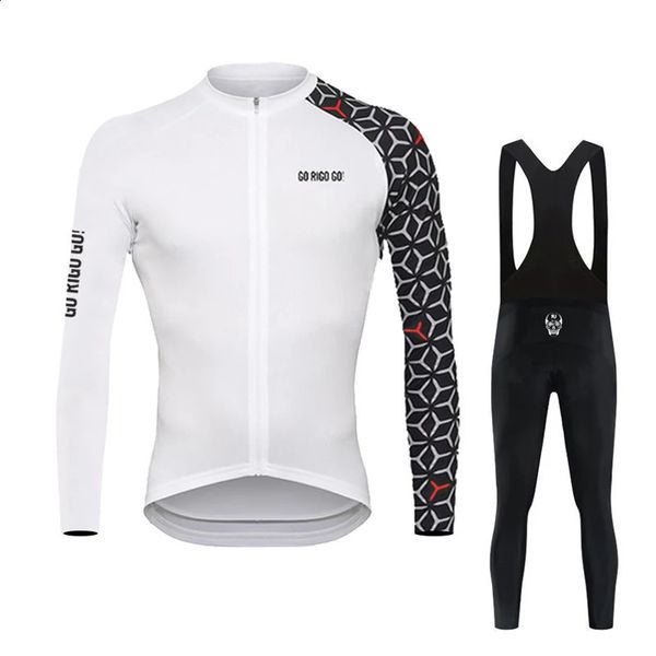 2023 весна осень с длинным рукавом Go Rigo велосипедный комплект из трикотажа мужская одежда для велосипеда MTB велосипедный нагрудник комплект штанов Ropa Ciclismo 240131