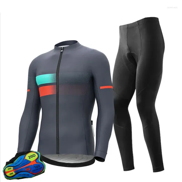 Yarış setleri 2024 Kış Termal Polar Bisiklet Kıyafetleri Erkekler Uzun Kollu Jersey Açık Binicilik Bisiklet Mtb Giyim Bib Pantolon Set