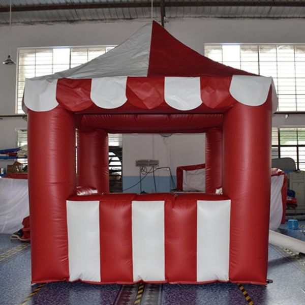 Atacado 6m Lx5mWx4mH Vermelho Branco Personalizado Portátil Inflável Stand Tenda Carnaval Cubo Cabine Quiosque de Cocessão para Algodão Doce Pipoca Fast Food Bebida Sorvete 001