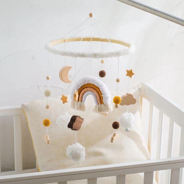 Baby Holz Bett Glocke Spielzeug geboren Mobiles Krippe Regenbogen Hängen Anhänger Rassel Bildung Montessori Spielzeug Für Kinder Geburt Geschenk 240129