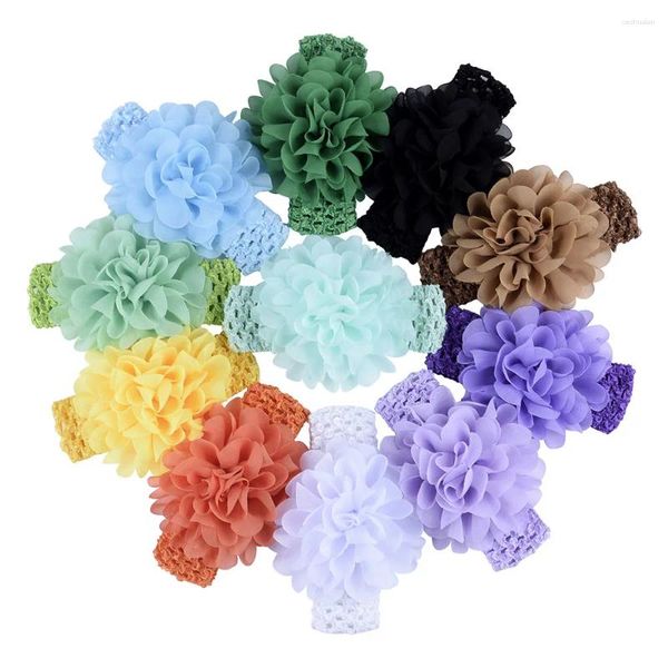 Accessori per capelli 1 pz Borns neonate Fasce per capelli in chiffon Fascia morbida con fiori grandi per neonati e bambini