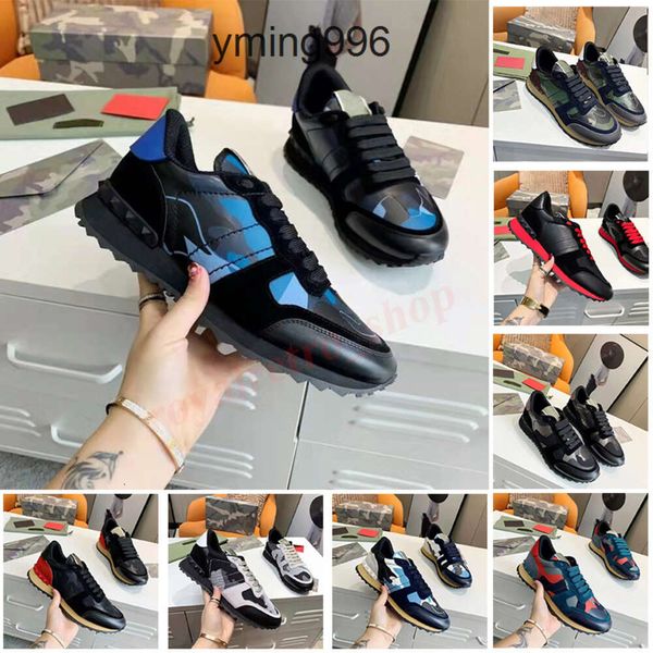 2J05 Top Quality Camo Vestido de Luxo Casual Valentino Sapatos Mulheres Mens Sneakers camuflagem tecido de malha Vintage Couro Dhgate Moafers Treinadores Tamanho 39-45