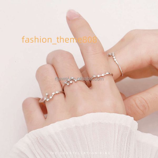 RFJEWEL Etsy heißer Verkäufer Großhandel 925 Sterling Silber vergoldet 12 Sternzeichen Ring Mode Kristall offener Ring als schönes Geschenk